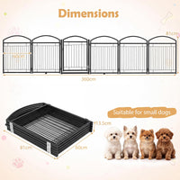 360/480x81cm Foldable Metal Dog Gate with Door 6/8 Panels