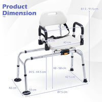 Sliding Shower Chair with Backrest, Duty Non-Slip Tub Transfer Bench w/Swivel Seat