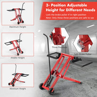 Ride On Lawn Mower Lift Jack, 3-Level Height Adjustable Mower Jack w/2 Wheels