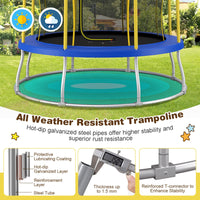 8FT Outdoor Trampoline with Galvanized Steel Frame and Enclosure Net