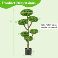 45" Artificial Sesame Leaf Topiary Tree, Indoor Outdoor 6 Balls Fake Plants