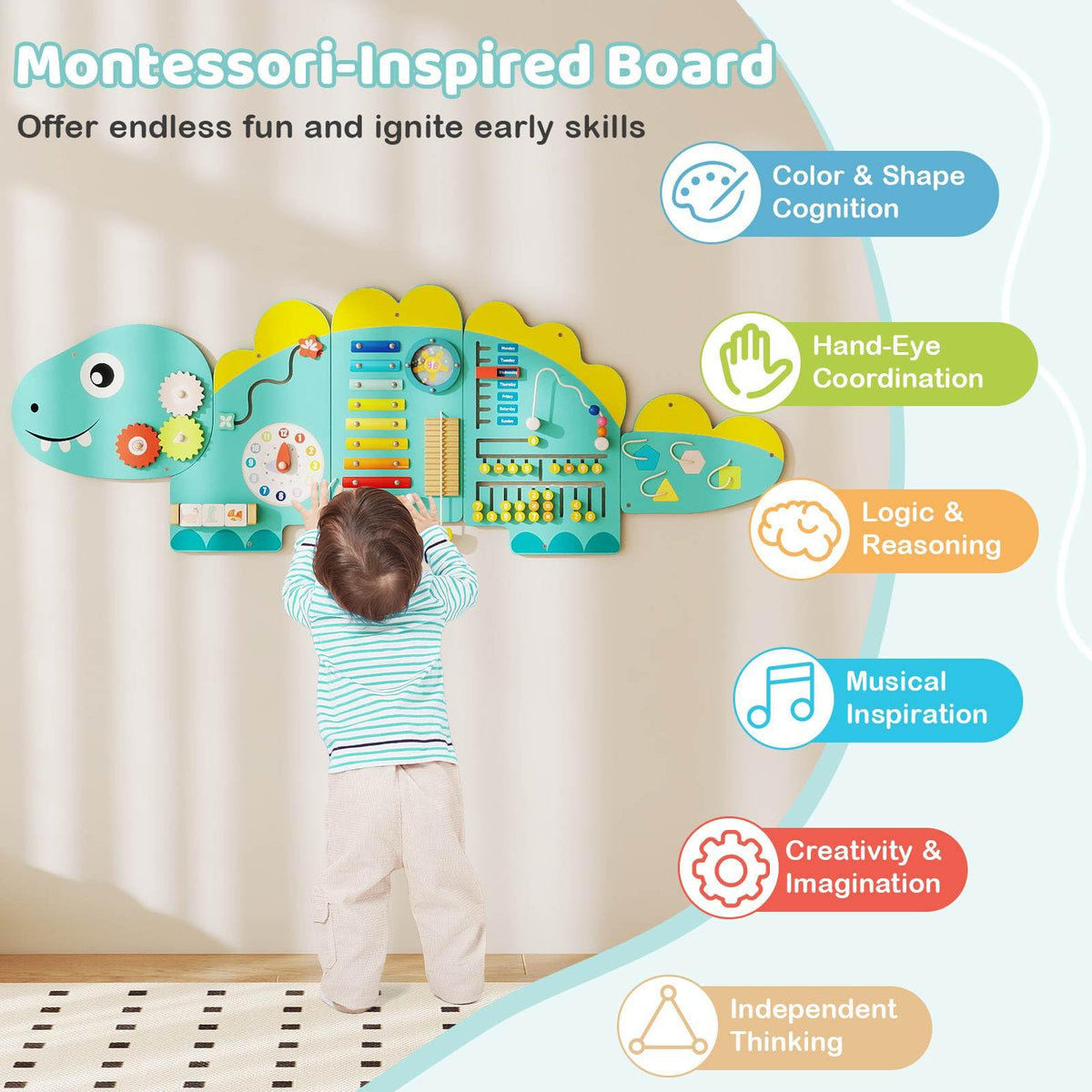 11-in-1 Activity Wall Busy Board Panels for Education and Early Development