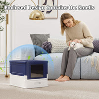 Foldable Cat Litter Box with Lid, Large Fully Enclosed Cat Toilet