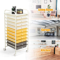 10-Drawer Rolling Storage Cart, Utility Tools Scrapbook Paper Organizer Cart