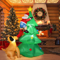 190cm Santa Claus Climbing Tree with Built-in LED Lights for Indoor/Outdoor