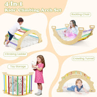 4-In-1 Wooden Kids Climber Arch Rocker with Cushion Montessori Toy