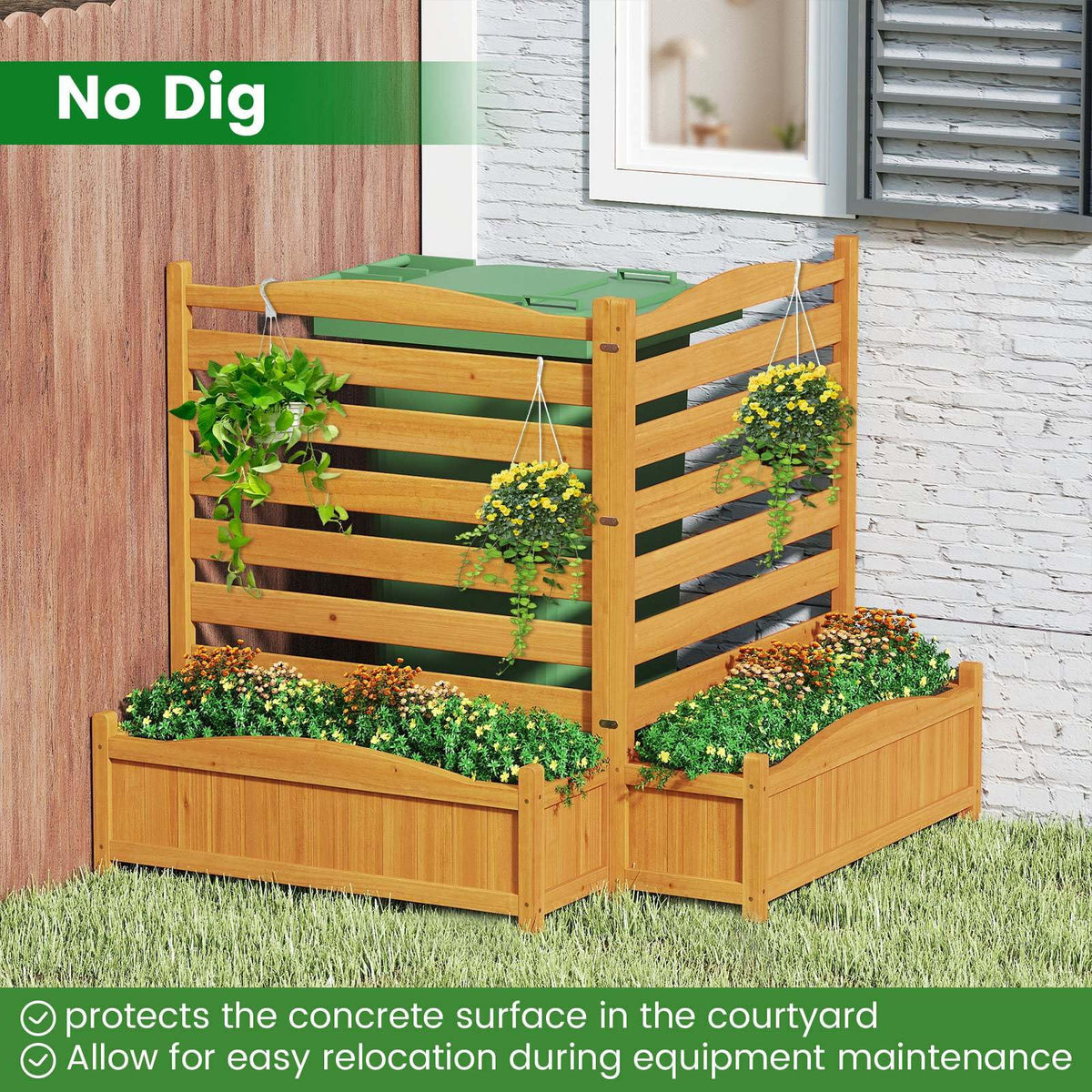 Air Conditioner Fence with Planter Box and No-Dig Kit