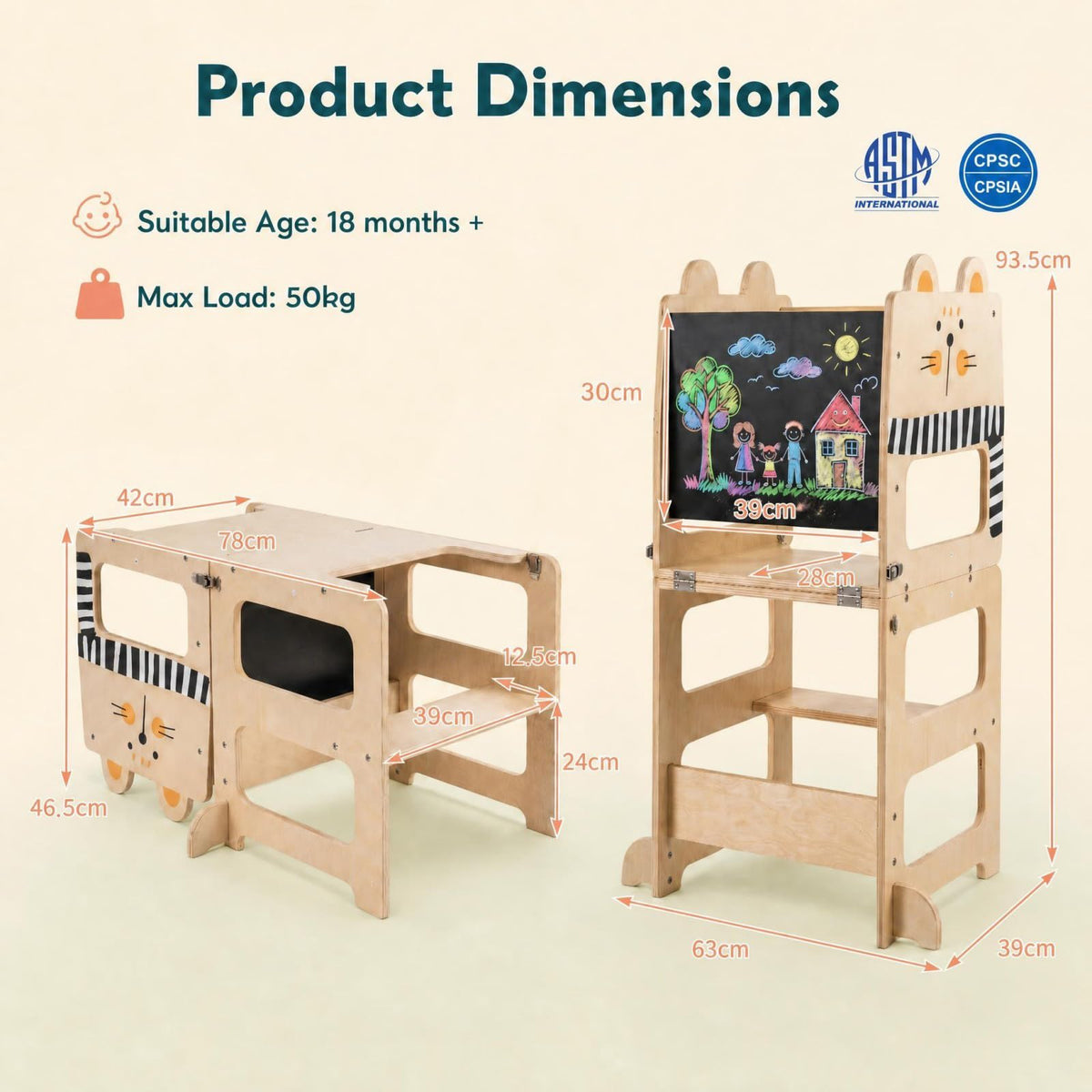3-in-1 Toddler Kitchen Step Stool