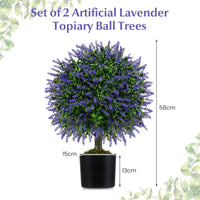 2PCS Artificial Lavender Topiary Ball Trees