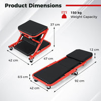 92 cm 2-in-1 Mechanic Creeper 150 kg Z Creeper Seat with Padded Seat
