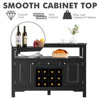 Giantex Wood Wine Cabinet, Sideboard Table with Drawer and Cupboards, Wine Bar Console Table