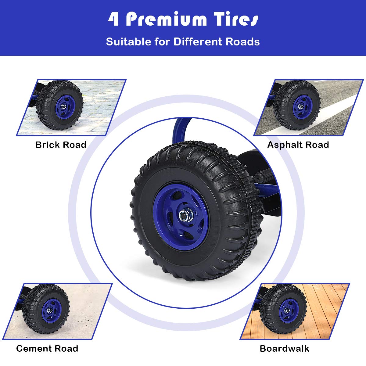 Pedal Go Kart for Kids with Adjustable Seat and Handbrake