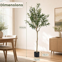 Giantex 150 cm Artificial Olive Tree w/ 24 Olive Fruits & 576 Silk Leaves