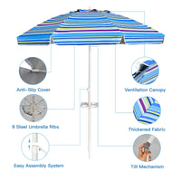 Giantex 7.2 Ft Beach Umbrella, Patio Sunshade Umbrella with Sand Anchor
