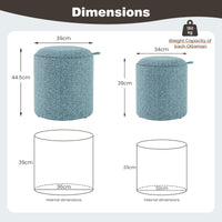 Giantex Round Ottoman Set of 2, Upholstered Storage Ottoman