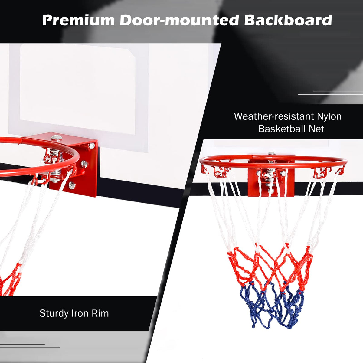 Over-The-Door Mini Basketball Hoop Set, Door & Wall Mounted Basketball Hoop W/Shatterproof Backboard