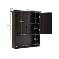 Giantex Bathroom Wall Cabinet, Wall Mounted Wooden Kitchen Cupboard Storage Cabinet, w/2 Doors & 2-Tier Adjustable Shelves