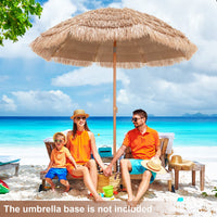 7.2 FT Thatched Tiki Umbrella, Hawaiian Style Hula Beach Umbrella w/Tilt, Tropical Umbrella w/Steel Pole