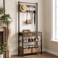 4-In-1 Hall Tree with Console Table and Shoe Rack