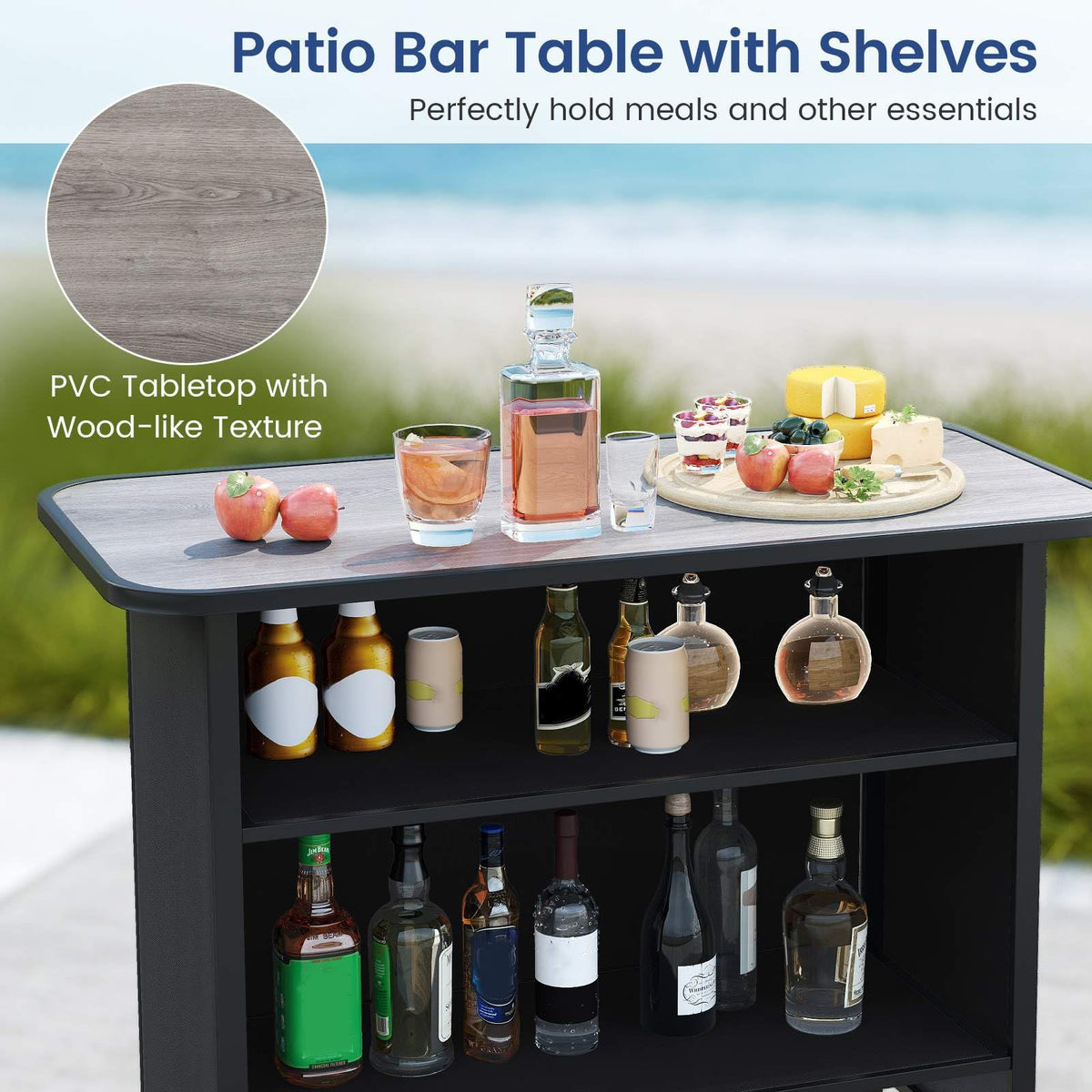 3 Piece Outdoor Bar Set, Patio Bar Height Table & Chairs