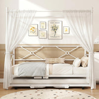 Giantex Single Size Canopy Daybed, Modern 4-Poster Metal Day Sofa Bed Frame