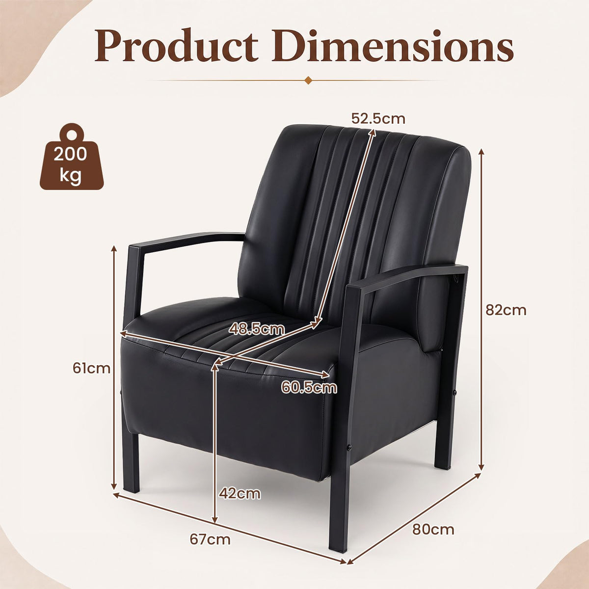 Giantex PU Leather Upholstered Armchair with Padded Seat & Back