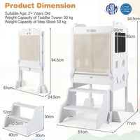 Foldable Toddler Tower with 3 Using Modes Step Stool Standing Kitchen Tower