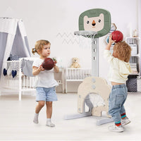 3-In-1 Children's Playground with Height-Adjustable Basketball Stand