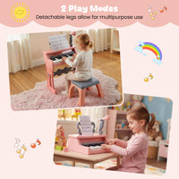 Mini Keyboard Piano for Kids 25 Keys Electric Piano with Stool Music Stand and Microphone