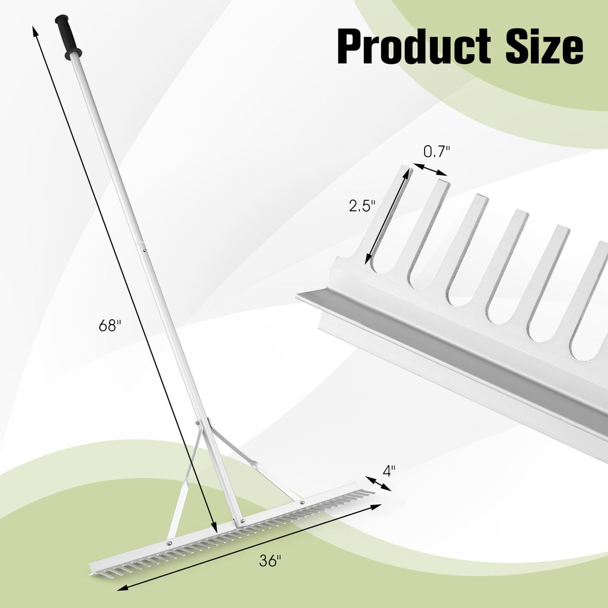 Landscape Rake 36 Inch, Aluminum Rake Head