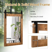 Giantex Farmhouse Wall Mirror, Rustic Wall Mounted Mirror w/Solid Wood Frame & Metal Bracket