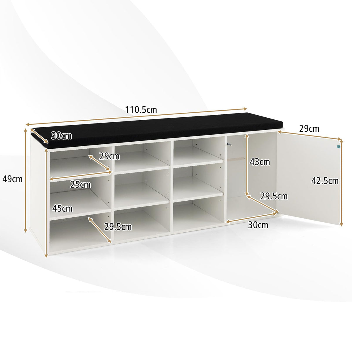 Giantex Shoe Bench with Padded Cushion & 9 Compartments