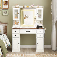 Giantex Vanity Desk with Mirror & Lights, Modern Dressing Table