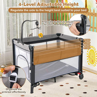 5-in-1 Baby Pack and Play with 4-Level Adjustable Height and Changing Table