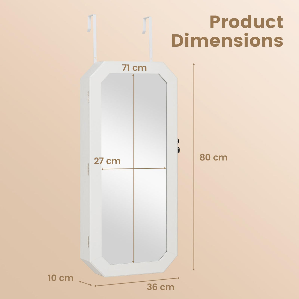 Lockable Full-Length Mirror Jewelry Cabinet