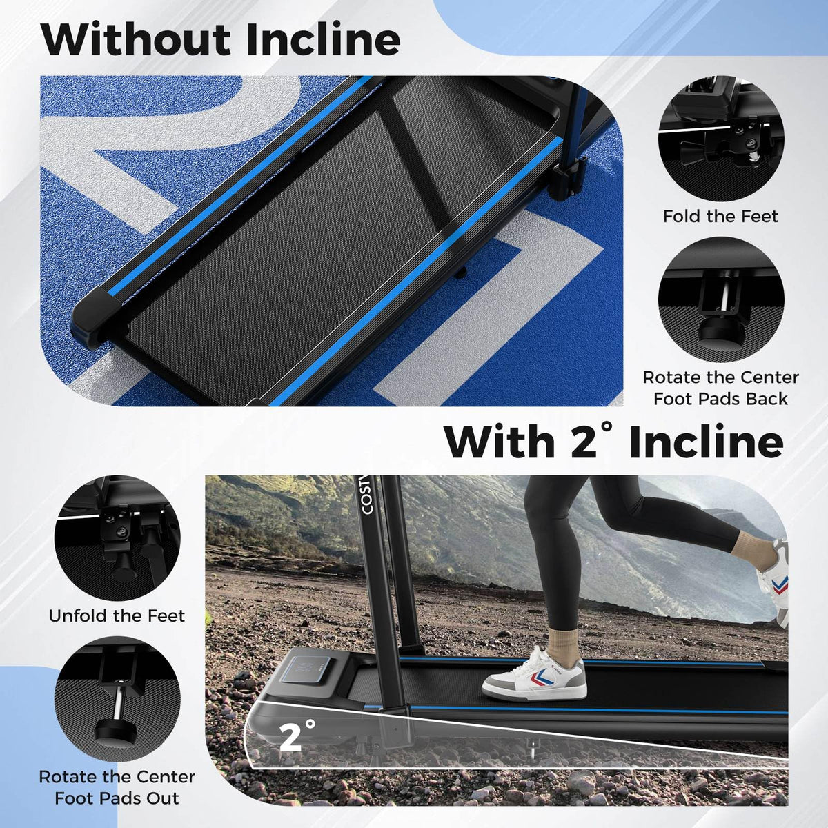 3.0 HP 2 in 1 Folding Treadmill with Incline Remote Control