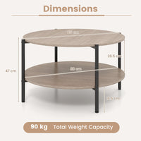 Giantex Round 2-Tier Industrial Coffee Table with Open Storage Shelf