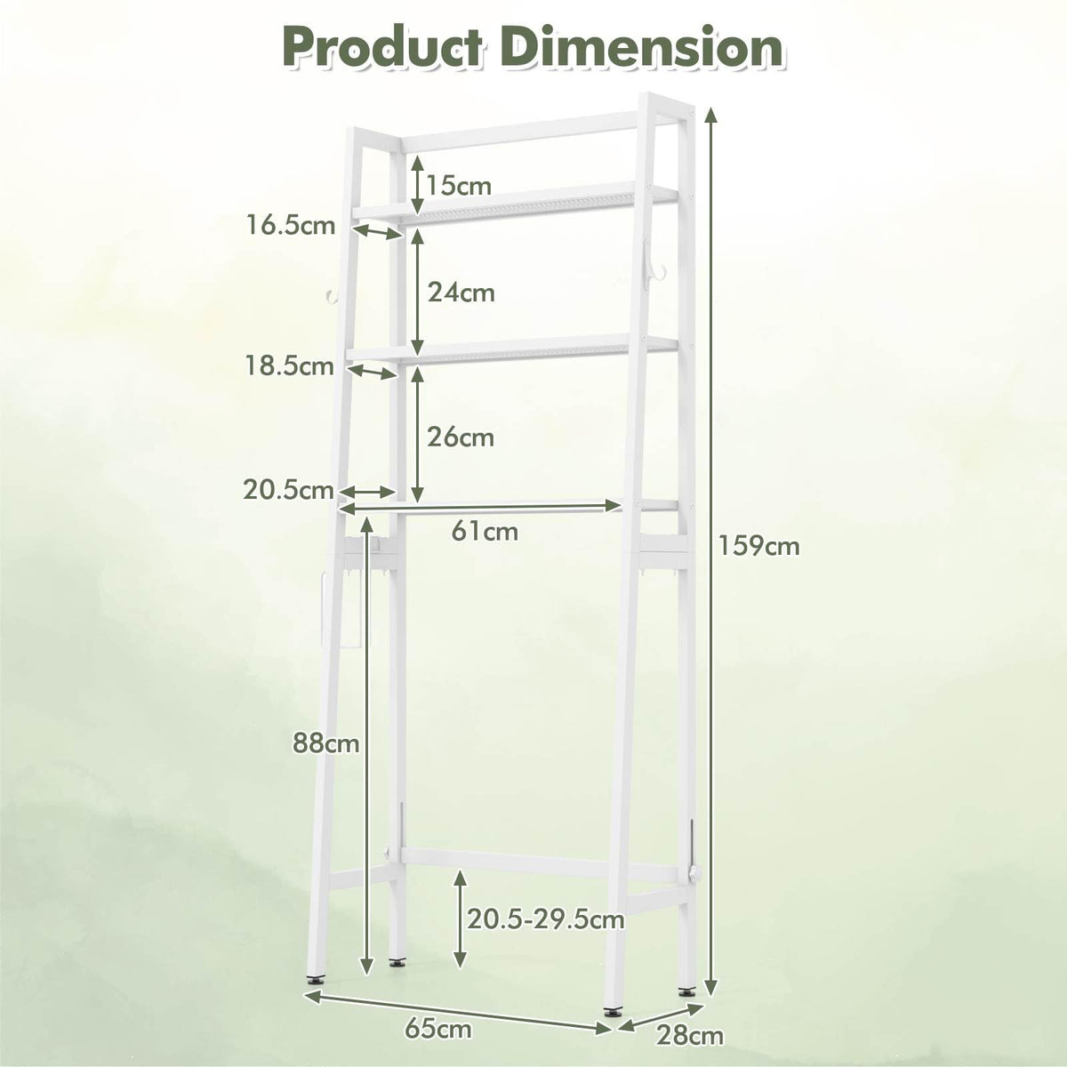 Giantex Over The Toilet Storage Shelf, 3-Tier Free Standing above Toilet Rack Stand with Adjustable Bottom Bar