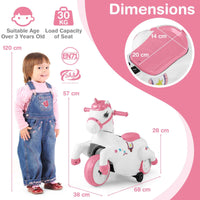 12V Unicorn Ride on Toy, Kids Ride on Car Pony with Training Wheels