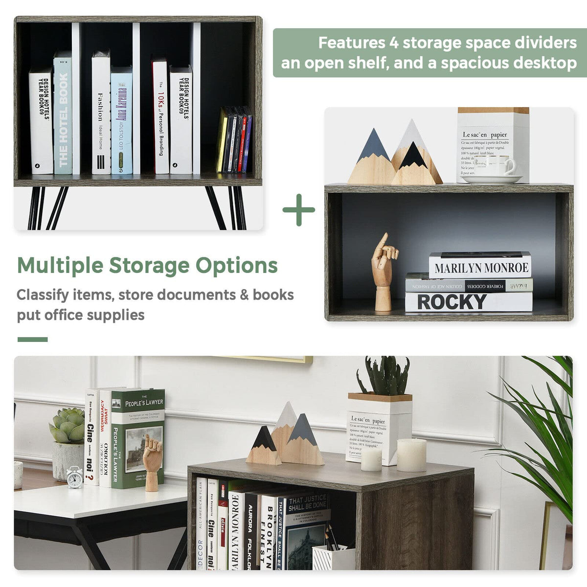 Giantex File Cabinet, Split Storage Space, Display Bookshelf, Record Storage Cabinet