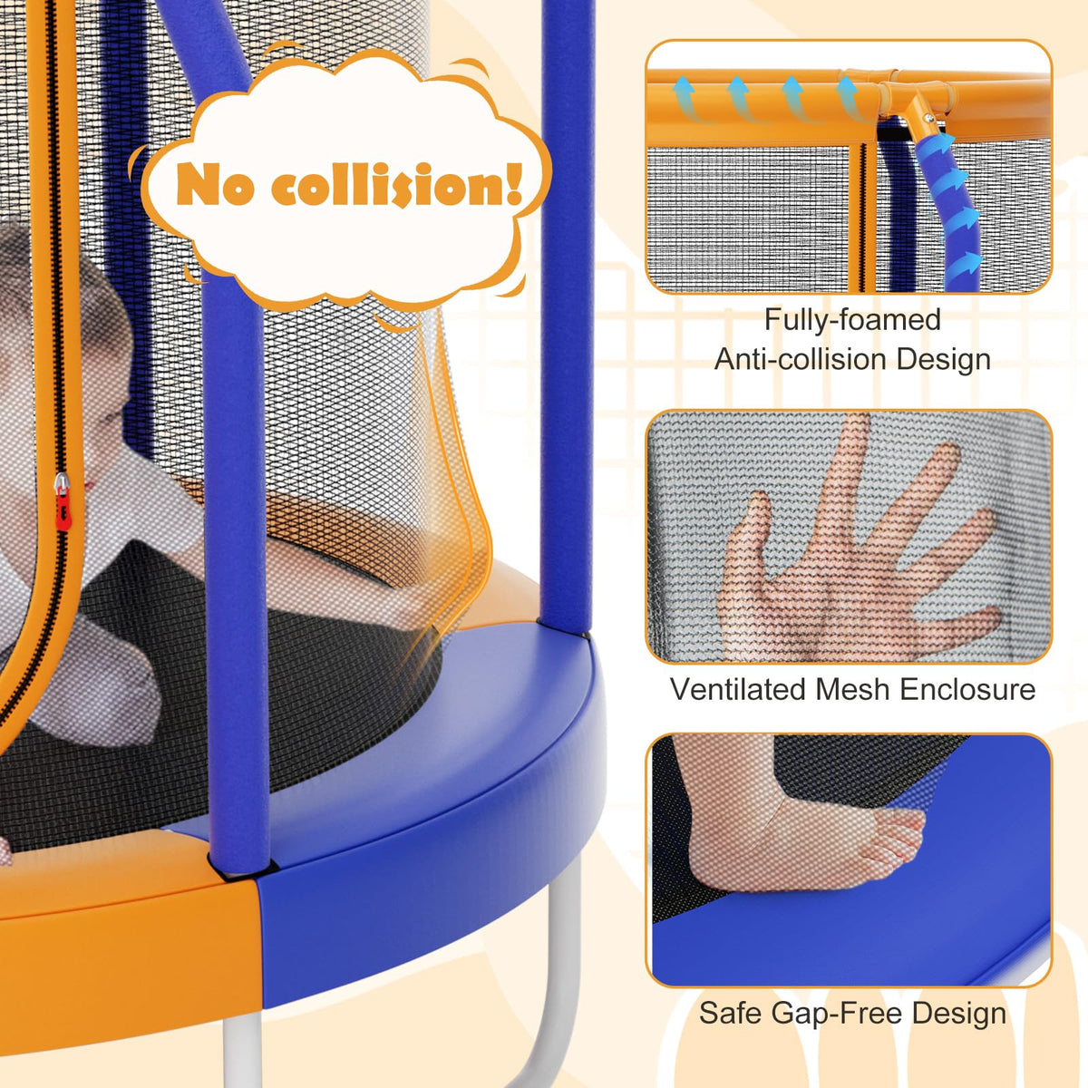 Giantex 48'' Trampoline for Kids, Toddler Trampoline with Safety Enclosure Net