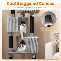 Large Multi-Level Cat Tree, 156 cm Tall Cat Tower w/ 2 Condos