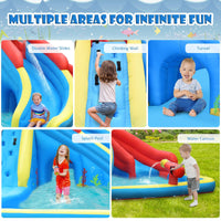 Inflatable Water Slide, 7 in 1 Giant Water Park Double Long Slide w/Splash Pool, Tunnel Adventure (with 750W Blower)