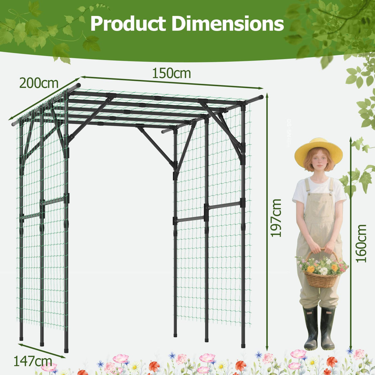 Large Garden Arch Trellis for Climbing Plants Outdoor