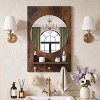 Giantex Bathroom Mirror w/Storage Shelf & Hanging Hooks