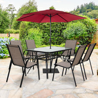 7 Piece Patio Dining Set with 6 Stackable Chairs & Rectangular Table