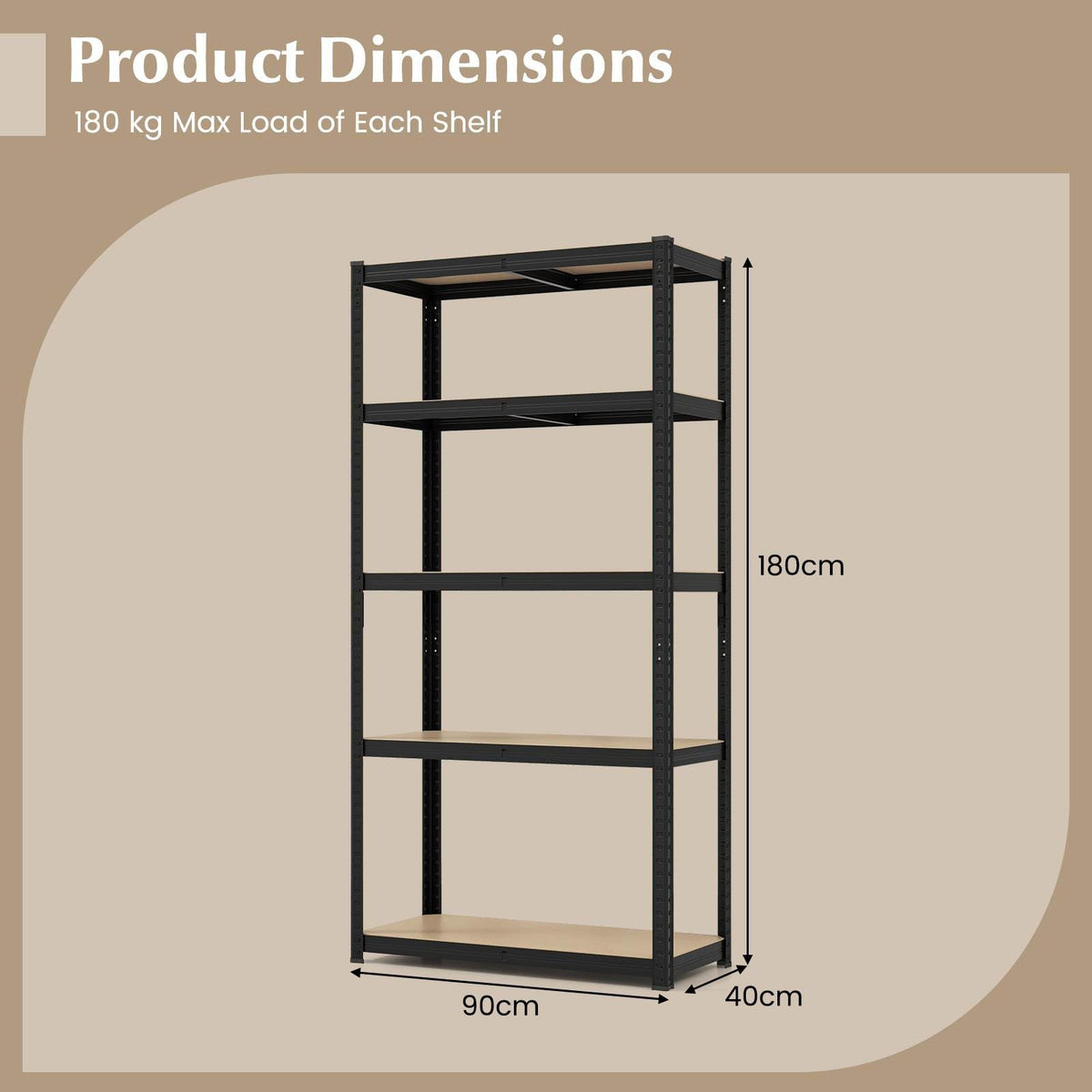 5-Tier Heavy Duty Metal Shelving Unit Adjustable Garage Storage Utility Shelves