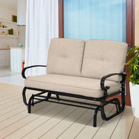 2 Seats Swing Glider Chair with Cushions for Outdoor