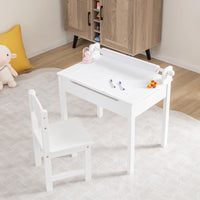 Kids Table and Chairs Set, Activity Desk and Chair for Children w/Paper Roll Holder & 2 Markers