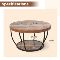 2-Tier Round Coffee Table w/Storage